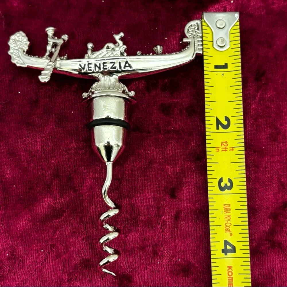 Vintage Silver Metal VENICE VENEZIA Italy Gondola Corkscrew Wine Opener Barware